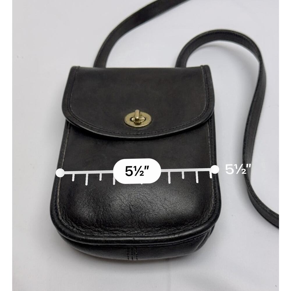 Coach Vintage Leather Crossbody Black Turnlock NYC 9378 Mini Purse Distressed - Picture 8 of 13